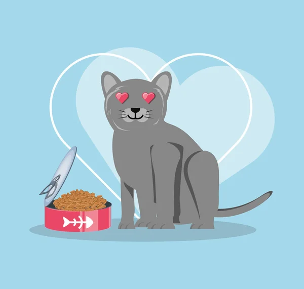 Cat wirh kan mat — Stock vektor