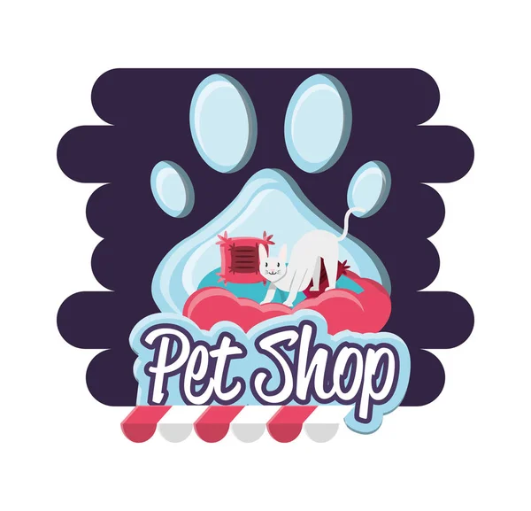 Pet shop gato com travesseiro — Vetor de Stock