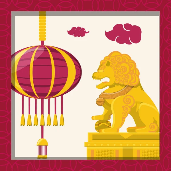 Emblem des chinesischen Kulturlöwen — Stockvektor