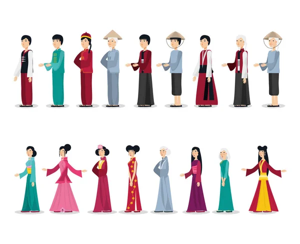 Chinese culture people characters — Stock Vector