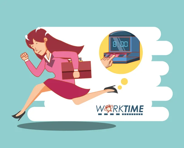 Affärskvinna med arbete tidselement — Stock vektor
