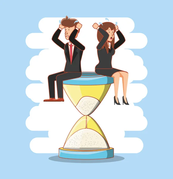 Ondernemers avatars met werk tijdselementen — Stockvector