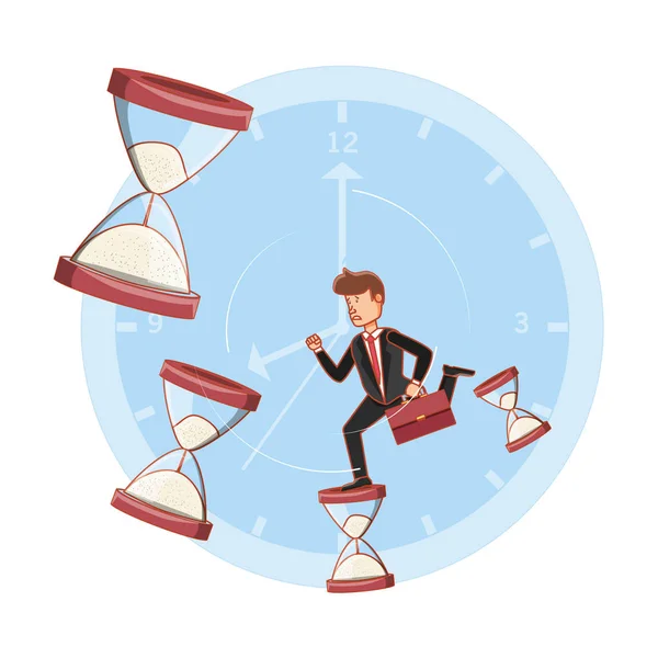 Businessman avatar with work time elements — Stock Vector