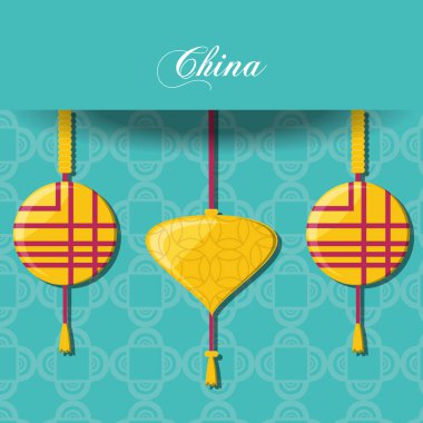 Çin lambalar simgeler asılı