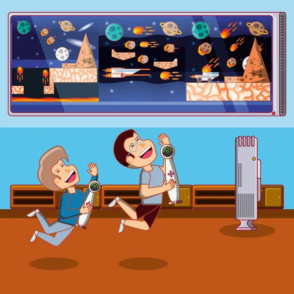 Escena de dibujos animados en el diseño interior de la oficina con TV