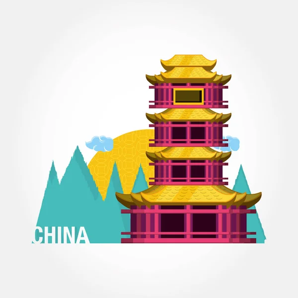 Iconos de la arquitectura de cultura china — Vector de stock