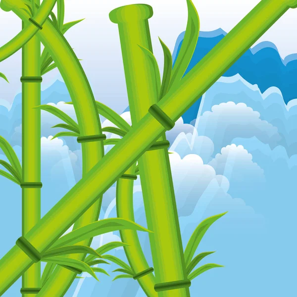 Plantas de bambú icono de la naturaleza — Vector de stock