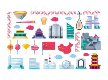 Çin kültürü Icons set
