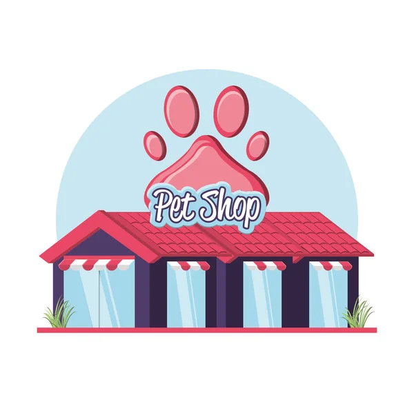 Loja de animais de estimação fachada edifício — Vetor de Stock