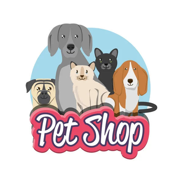 Pet shop grupo de animais domésticos — Vetor de Stock