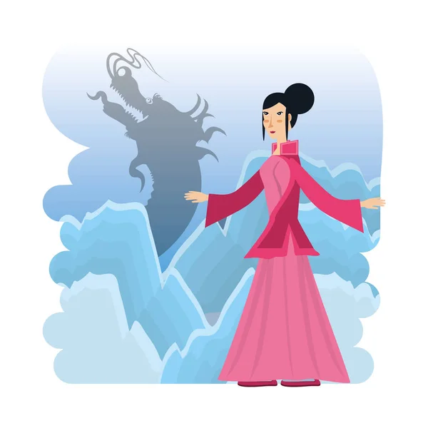 Budaya cina karakter budaya geisha - Stok Vektor