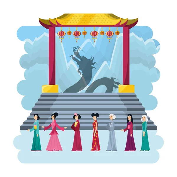 Иконы китайской культуры — стоковый вектор