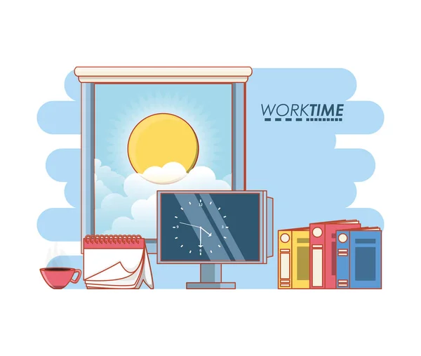 Tiempo de trabajo elementos iconos — Vector de stock