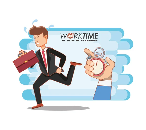 商人头像与工作时间元素 — 图库矢量图片