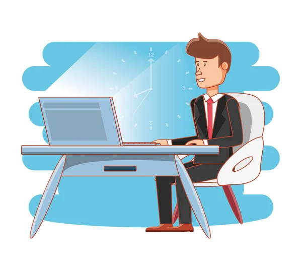 Podnikatel avatar s prvky čas práce — Stockový vektor