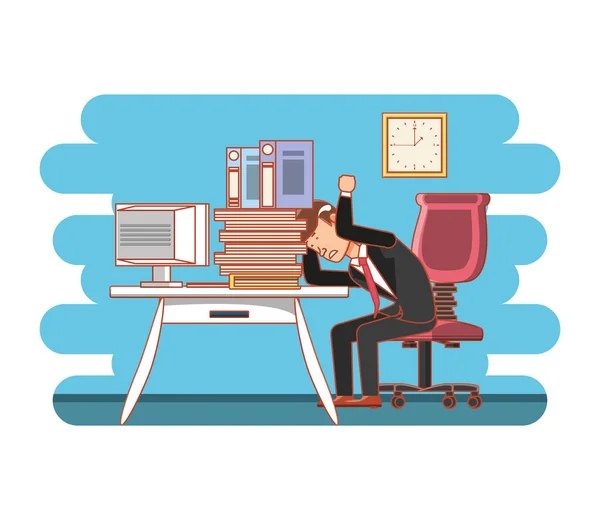 Biznesmen avatar z elementami czas pracy — Wektor stockowy