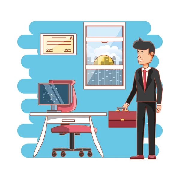 Аватар бизнесмена с элементами рабочего времени — стоковый вектор