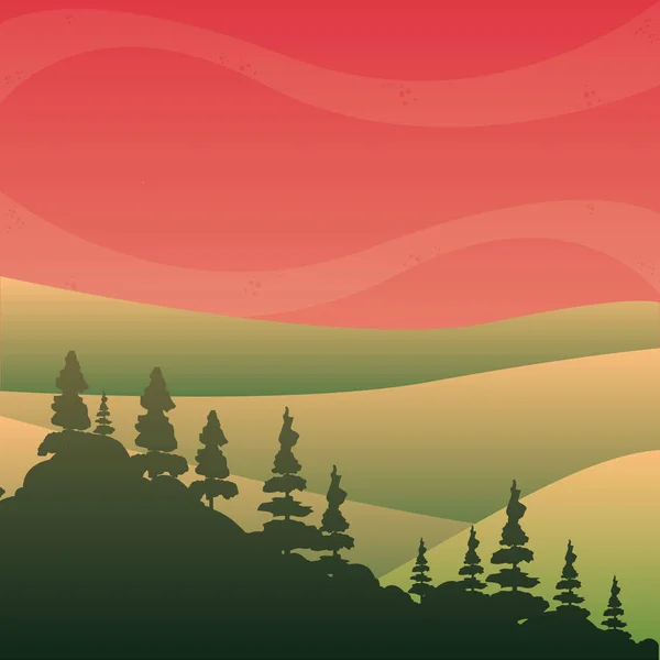 日没の風景デザイン — ストックベクタ