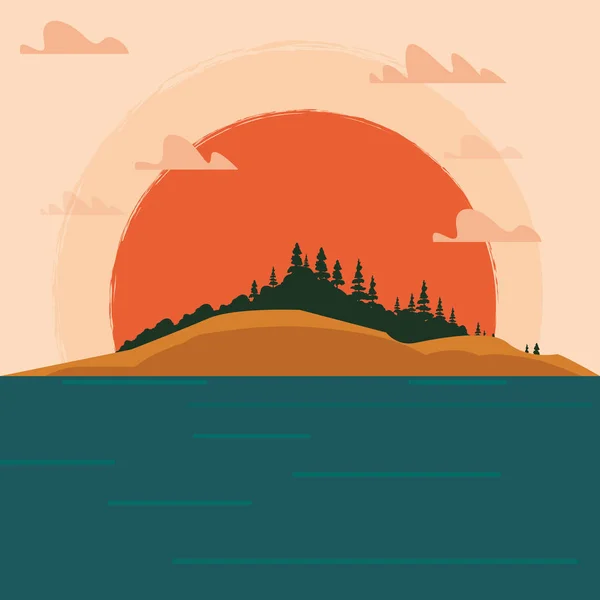 日没の風景デザイン — ストックベクタ