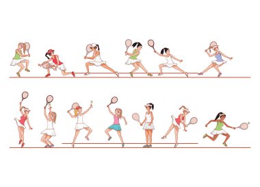 Tenis karakterleri oynayan kadınlar