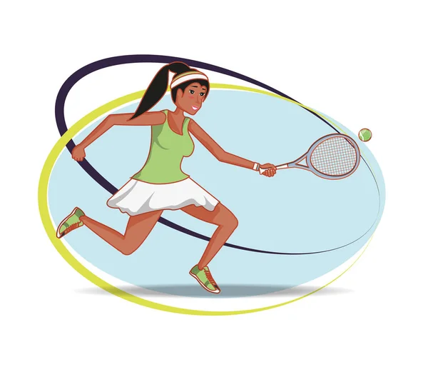 Mujer jugando tenis carácter — Archivo Imágenes Vectoriales