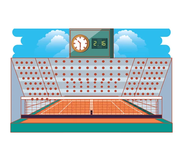 Pista de tenis deporte con escenario — Archivo Imágenes Vectoriales