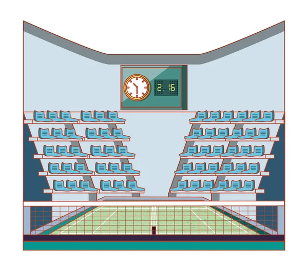 Quadra de tênis esporte com palco — Vetor de Stock