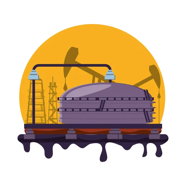 Industria petrolera con estructura de tubería — Vector de stock
