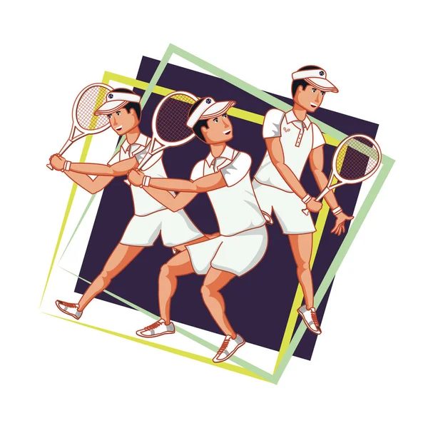 Mężczyzn graczy tenisa znaków — Wektor stockowy