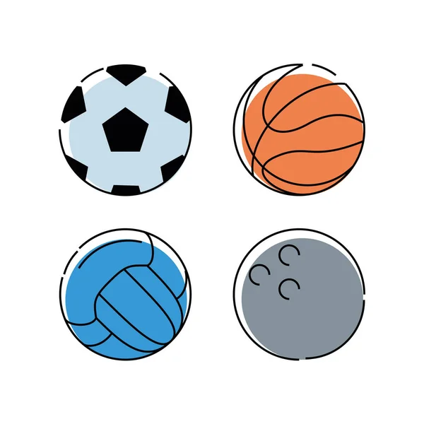 Set icona piatta palla sport — Vettoriale Stock
