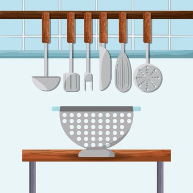 düz mutfak eşyaları ayarla