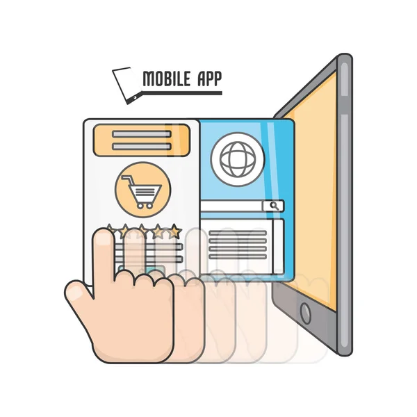Smartphone tecnologico con app touch screen — Vettoriale Stock