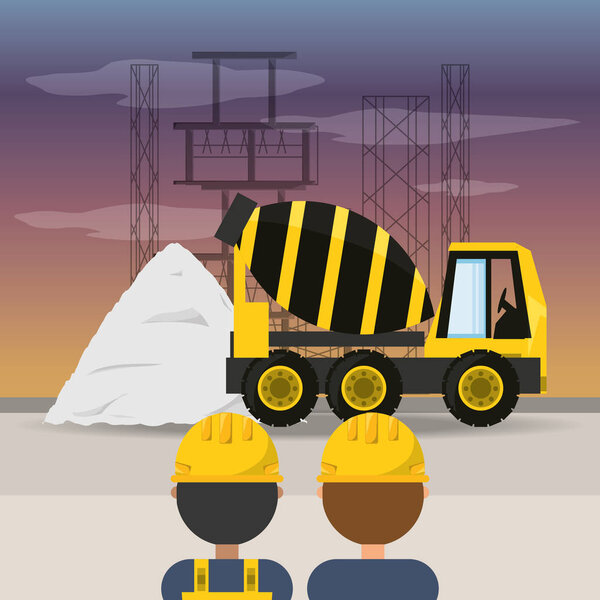 concrete mixer under construction concept
