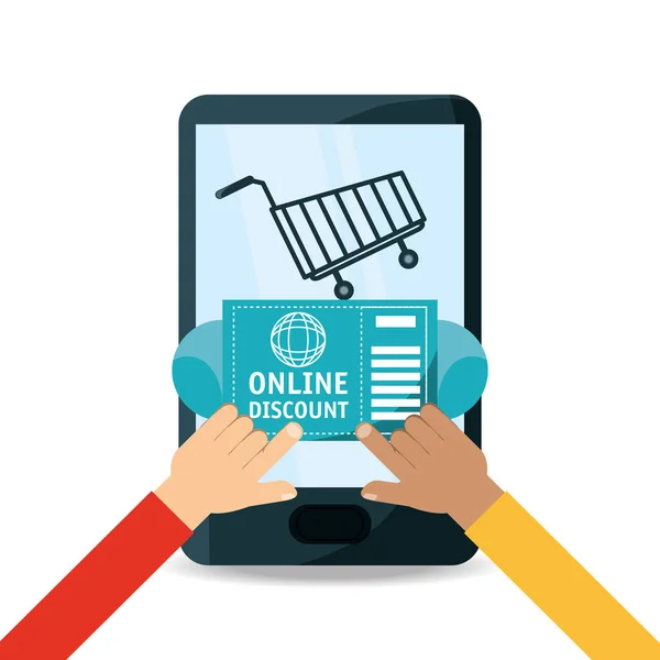 Stratégie de technologie de commerce électronique pour faire du shopping en ligne — Image vectorielle