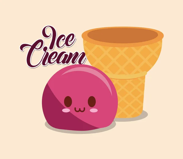 Kawaii Crème glacée design — Image vectorielle