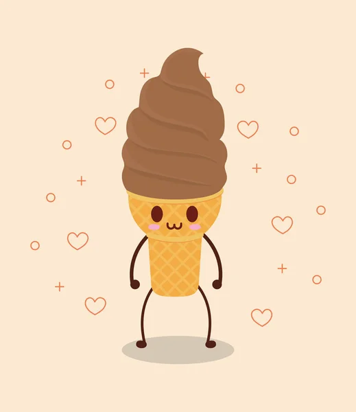 Diseño de helados Kawaii — Vector de stock