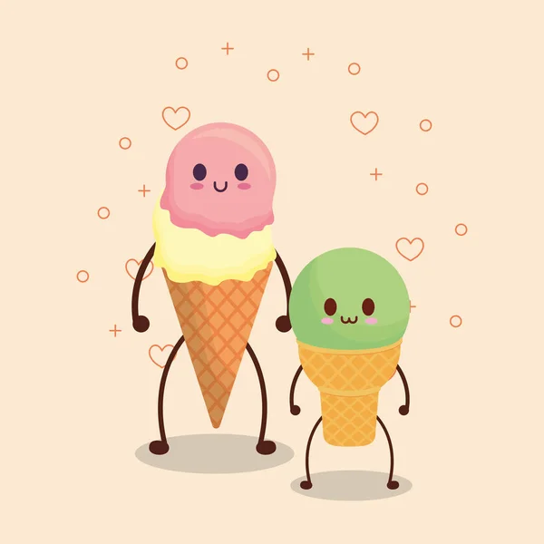 Projeto de sorvetes Kawaii —  Vetores de Stock