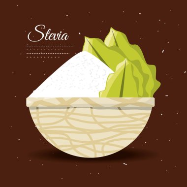 stevia natural sweetener inside bowl clipart