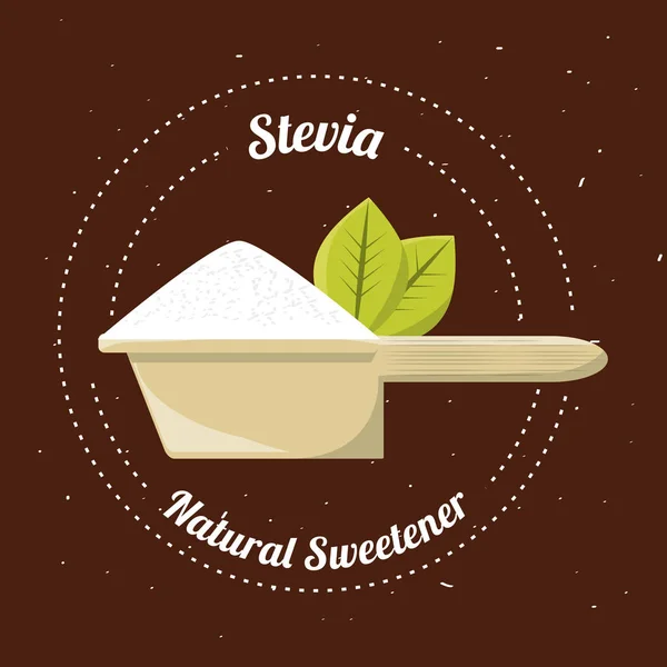 Stevia naturligt sötningsmedel inuti sked — Stock vektor