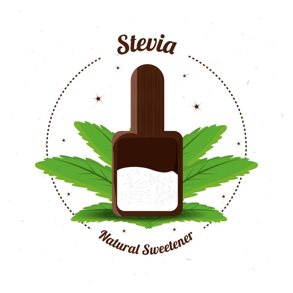 Stevia naturligt sötningsmedel inuti sked — Stock vektor