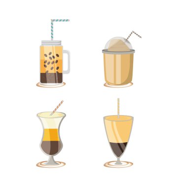 değişik türleri kahve ile düz set simgesi