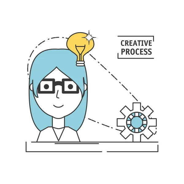 Imaginación creativa mujer con ideas de innovación — Archivo Imágenes Vectoriales