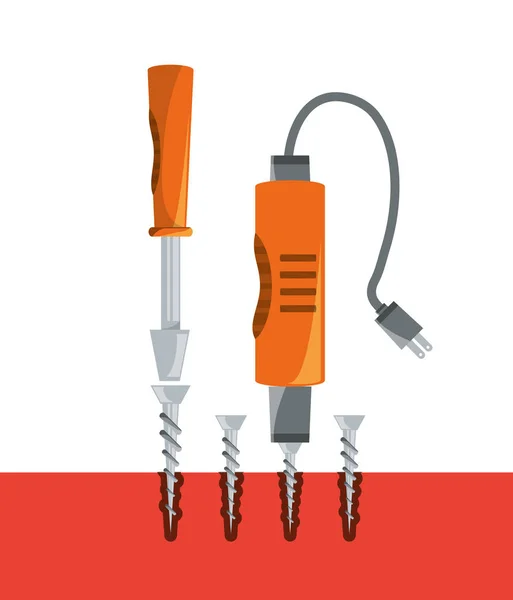 Destornillador máquina herramienta para reparar el servicio — Archivo Imágenes Vectoriales
