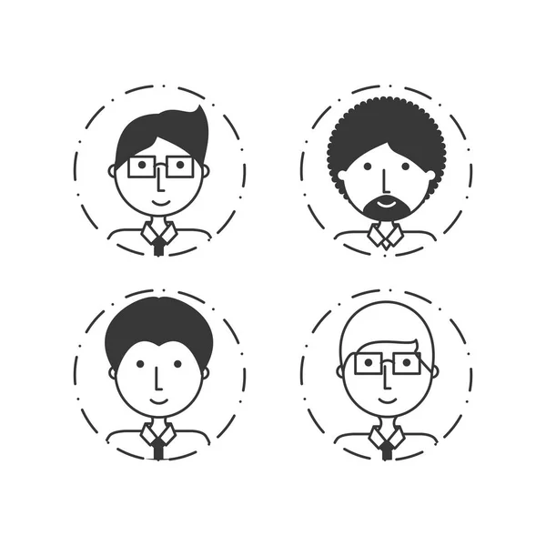 Línea de hombres de negocios avatar personas con peinado — Vector de stock