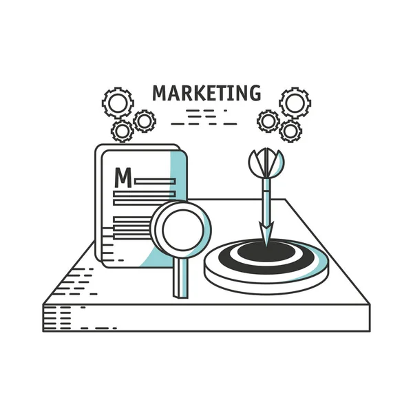 Línea iconos concepto de marketing — Archivo Imágenes Vectoriales