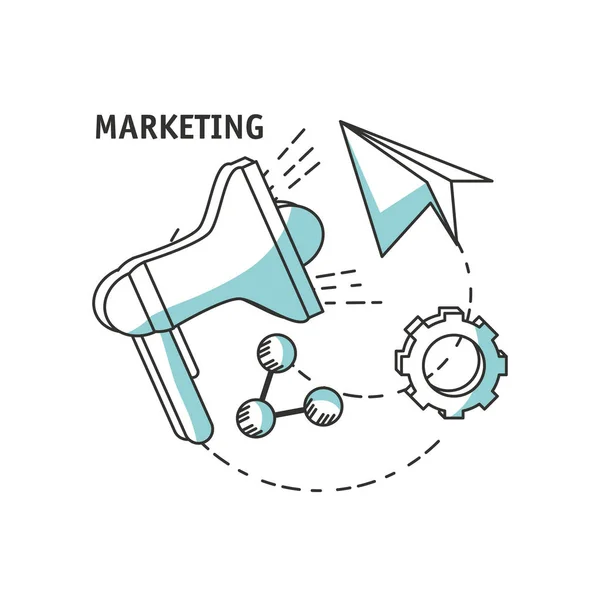 Línea iconos concepto de marketing — Archivo Imágenes Vectoriales