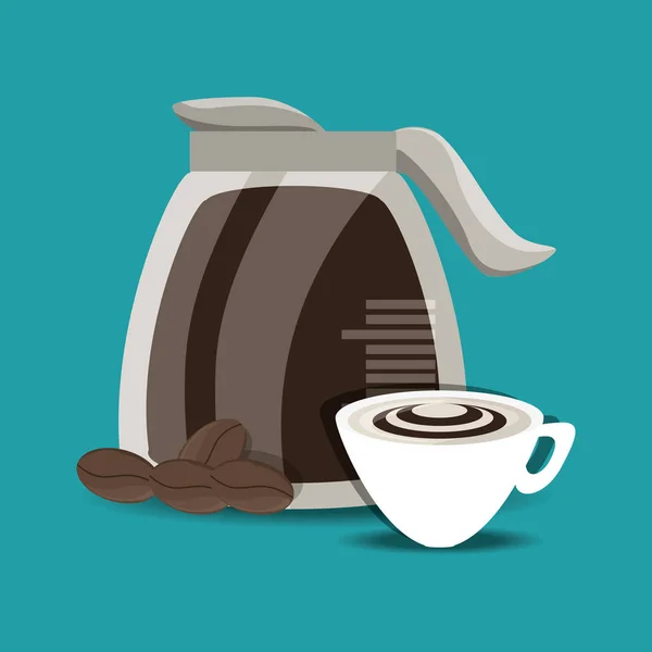 Flache Kaffeemaschine und Tasse Konzept Arten Kaffee-Getränke — Stockvektor