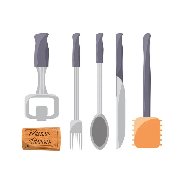 Set utensilios de cocina planos — Archivo Imágenes Vectoriales