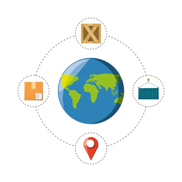 Concept logistique et expédition dans le monde entier — Image vectorielle