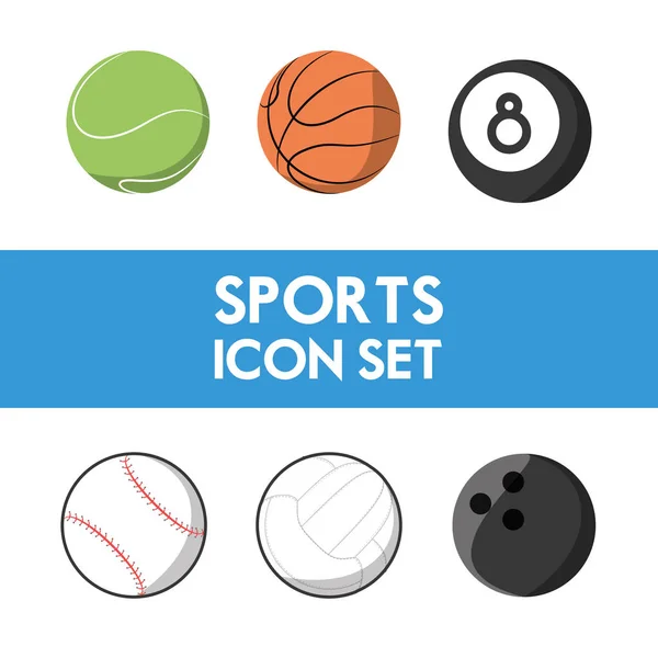 Set flat ícone bola esporte — Vetor de Stock